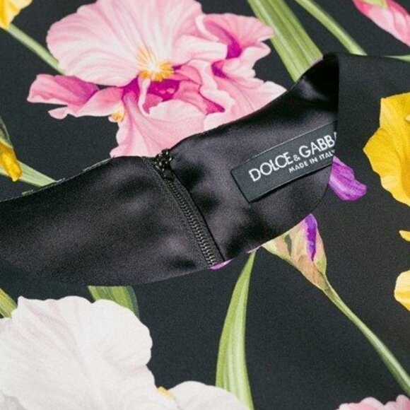 Dolce & Gabbana Iris Print Stretch Silk Midi Dress 38 2 - Picture 4 of 16